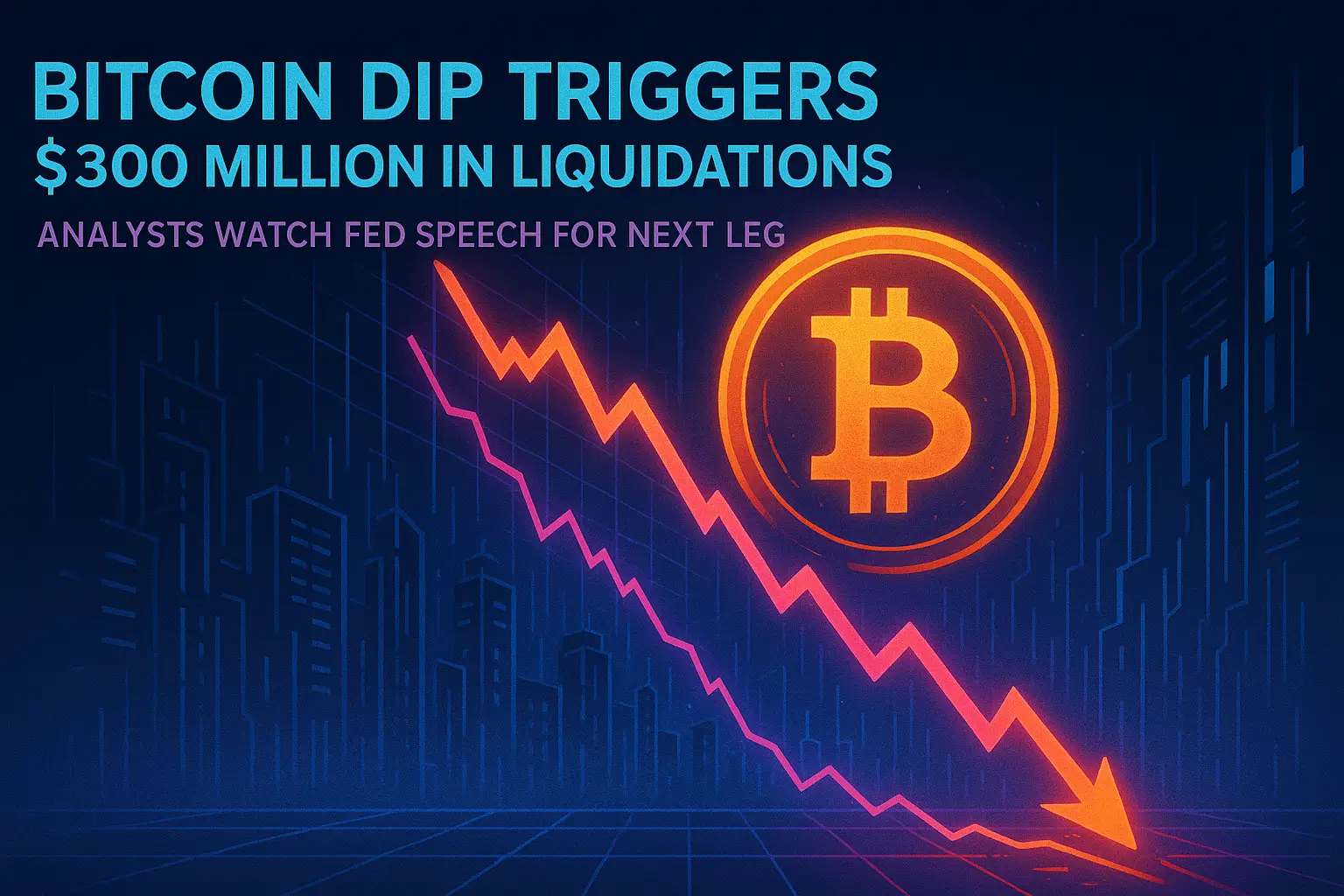 Bitcoin Dip Triggers $300 Million in Liquidations, Analysts Watch Fed Speech for Next Leg