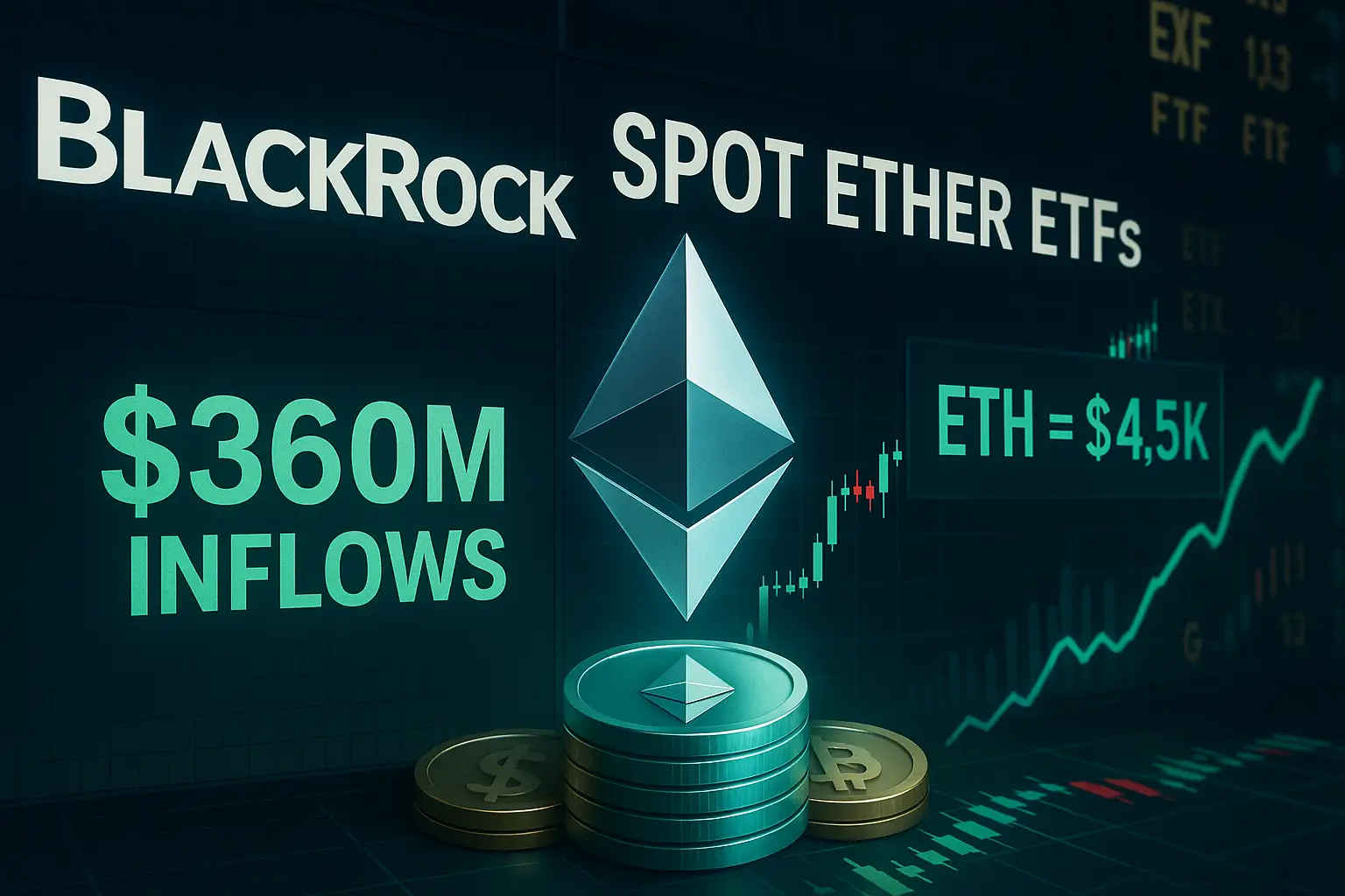 BlackRock-Led Surge: Spot Ether ETFs Pull in $360M as ETH Holds Near $4.5K