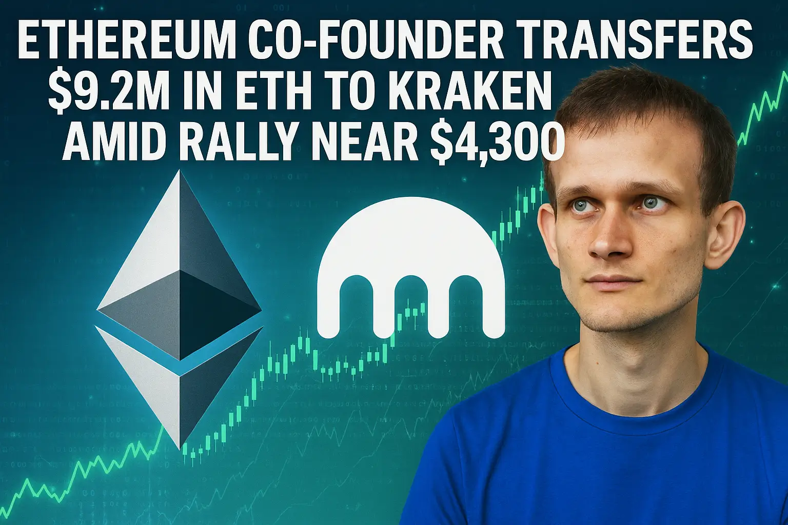 Ethereum Co-Founder Transfers $9.2M in ETH to Kraken Amid Rally Near $4,300