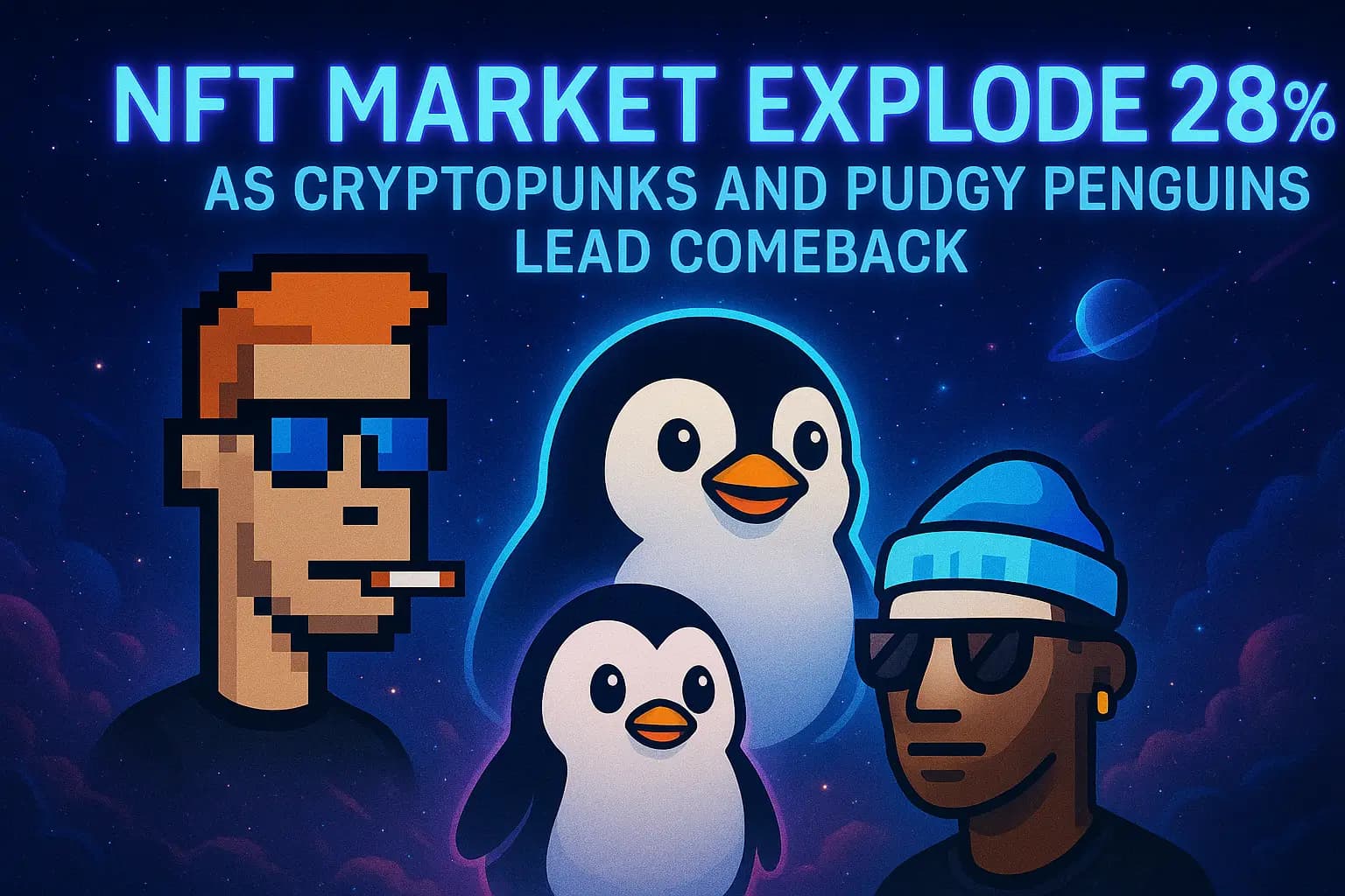 NFT Market Explodes 28% as CryptoPunks and Pudgy Penguins Lead Comeback