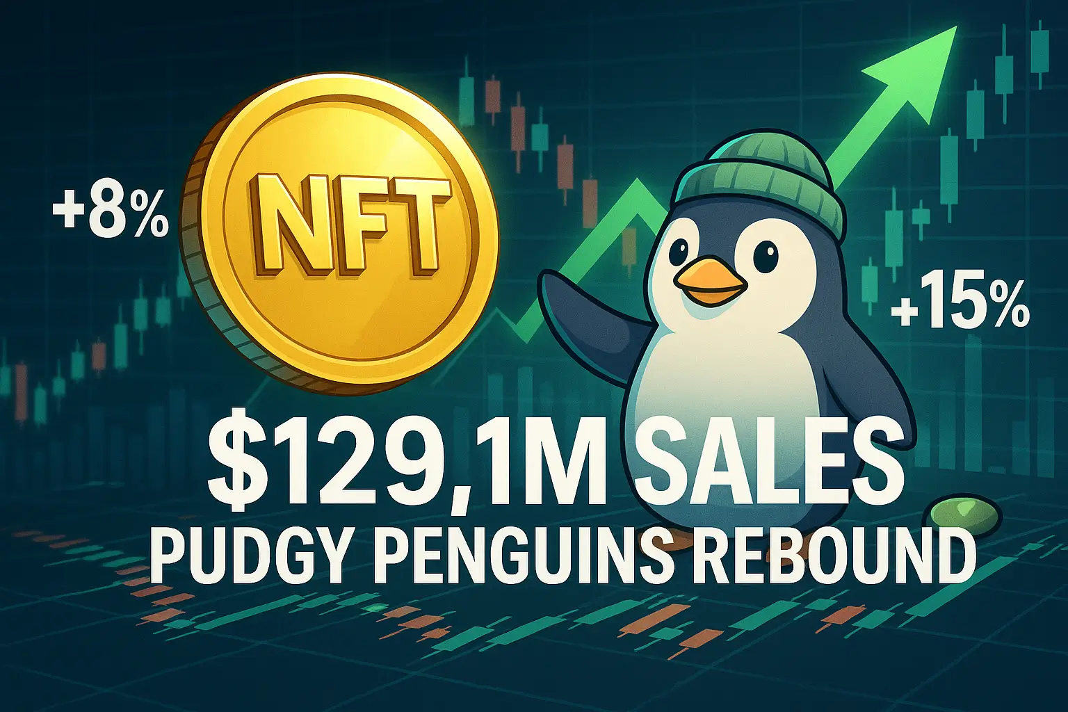 NFT Sales Climb 8% to $129.1M as Pudgy Penguins See Mild 15% Rebound