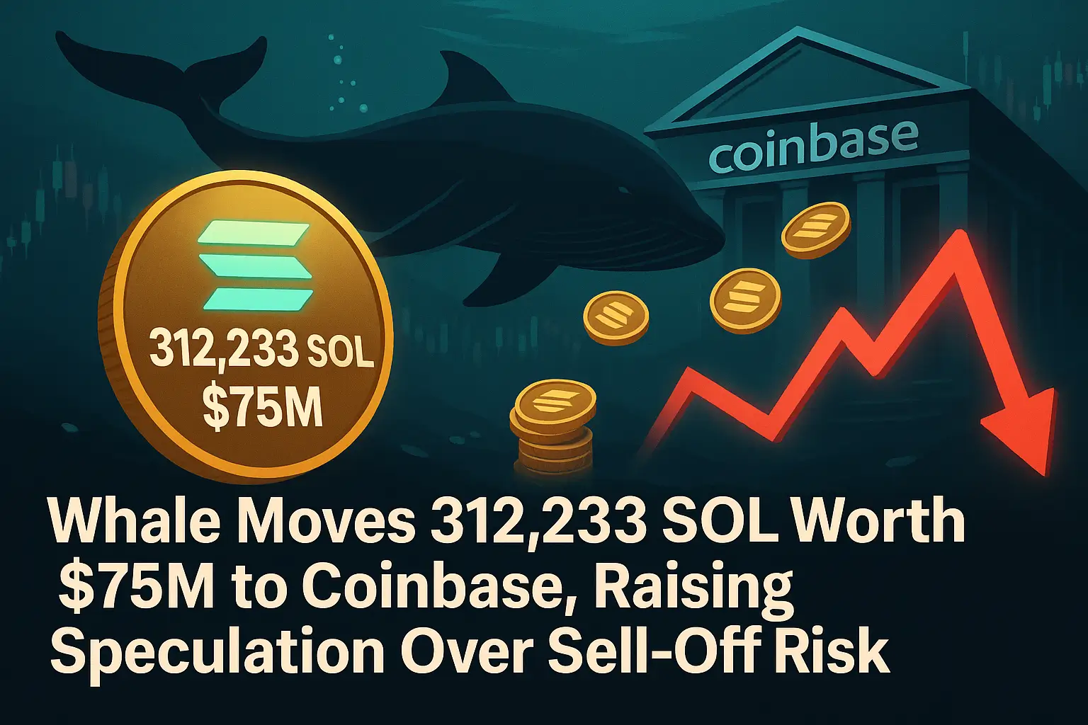 Whale Moves 312,233 SOL Worth $75M to Coinbase, Raising Speculation Over Sell-Off Risk
