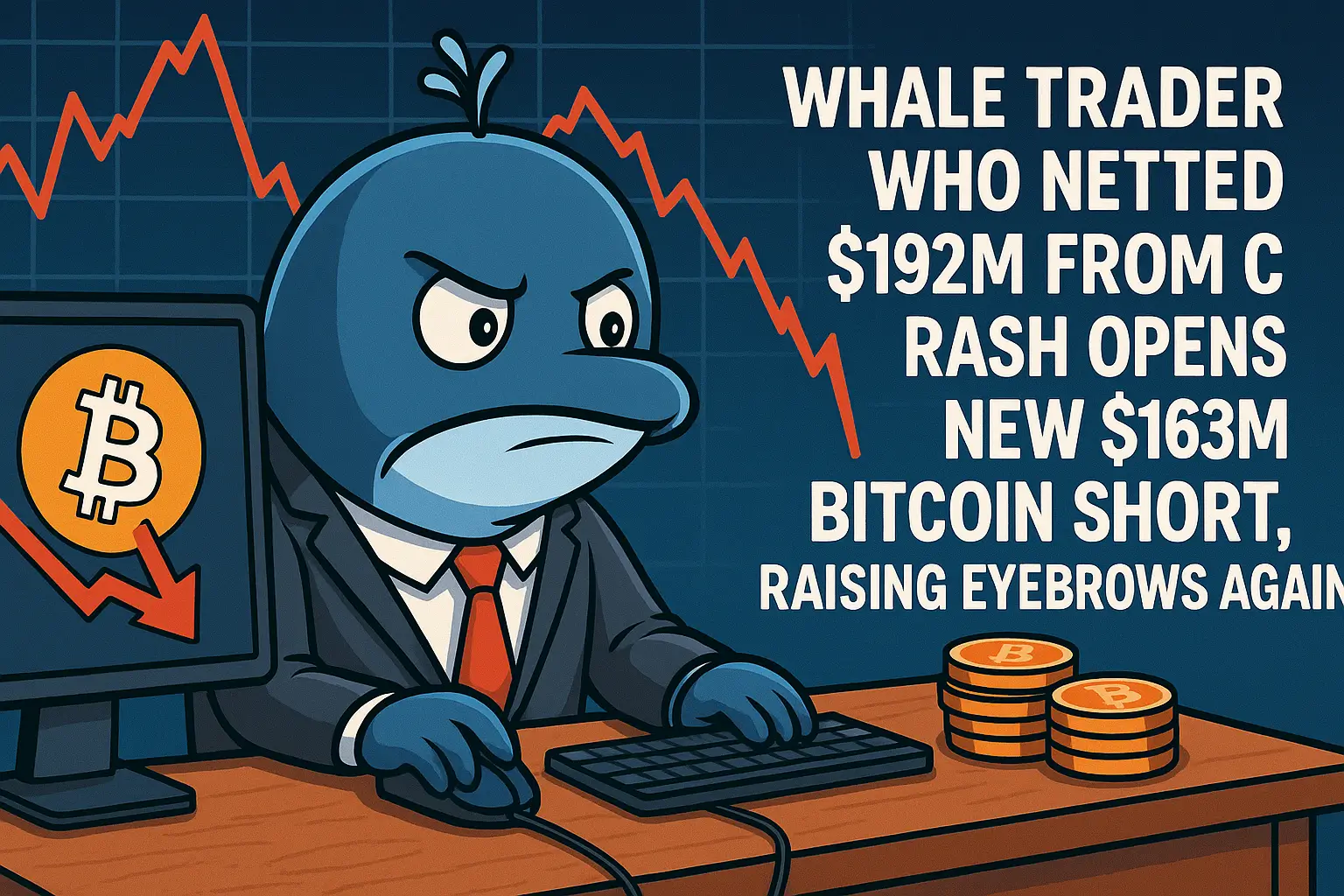 Whale Trader Who Netted $192M from Crash Opens New $163M Bitcoin Short, Raising Eyebrows Again