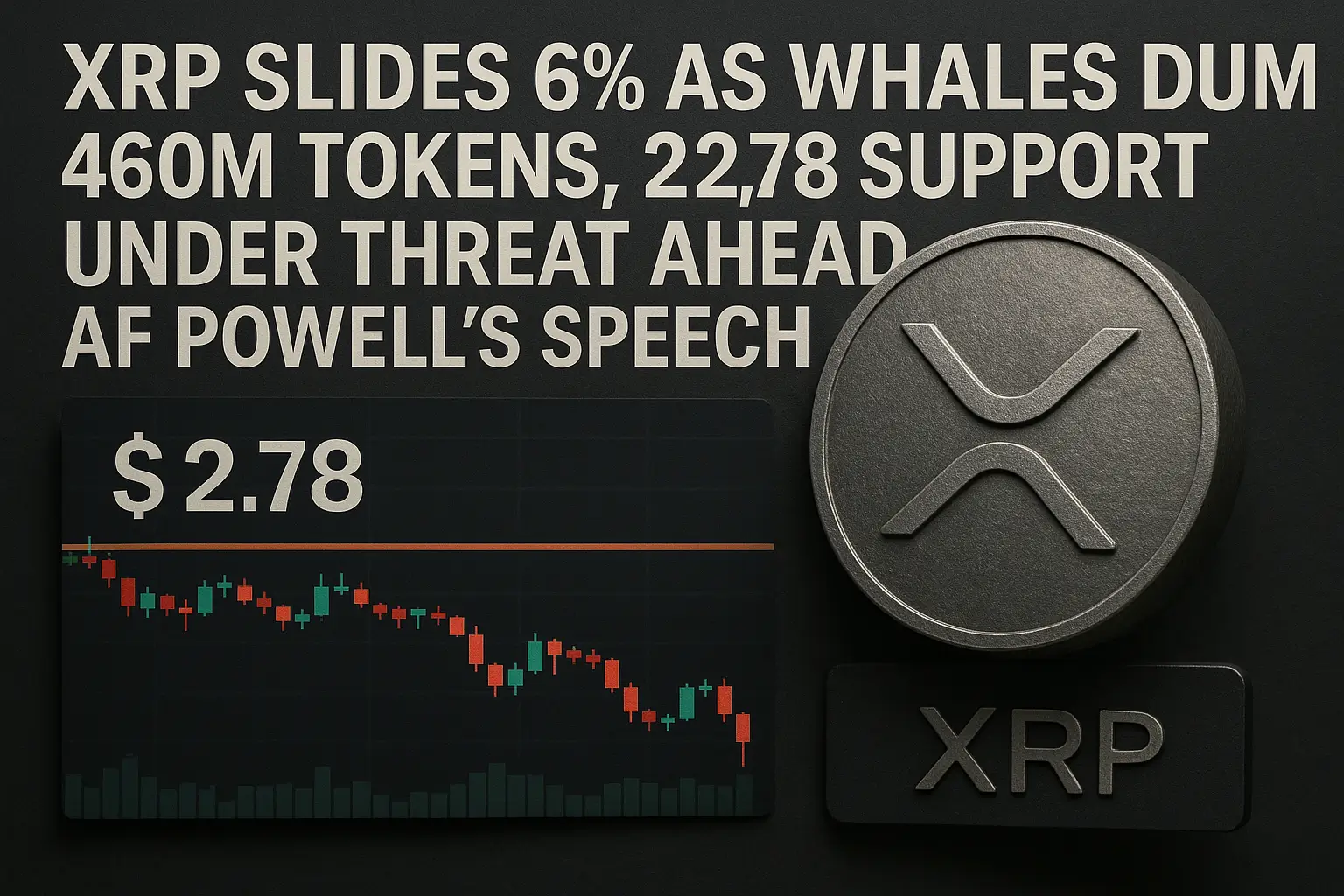 XRP Slides 6% as Whales Dump 460M Tokens, $2.78 Support Under Threat Ahead of Powell’s Speech